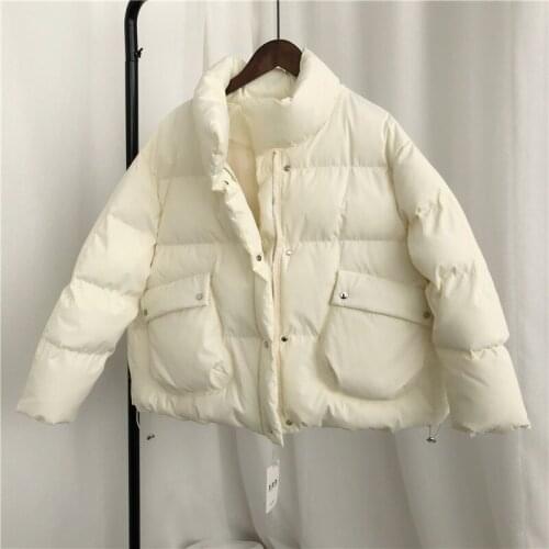 Winter Short Jacket Women Loose Long Sleeve Warm Parkas Korean Fresh Candy Color Coat Cotton Overcoat