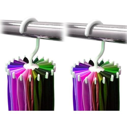 2 Pack 360 Degree Rotating Twirl Tie Rack Adjustable Tie Belt Scarf Hanger Holder Hook Ties Scarf for Closet Organizer Storage