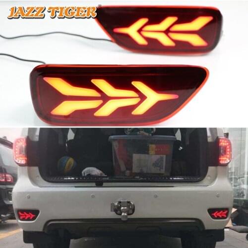 3-in-1 Functions Car LED Rear Fog Lamp Brake Light Dynamic Turn Signal Bumper Decoration Lamp For Nissan Patrol Y62 2015 - 2018