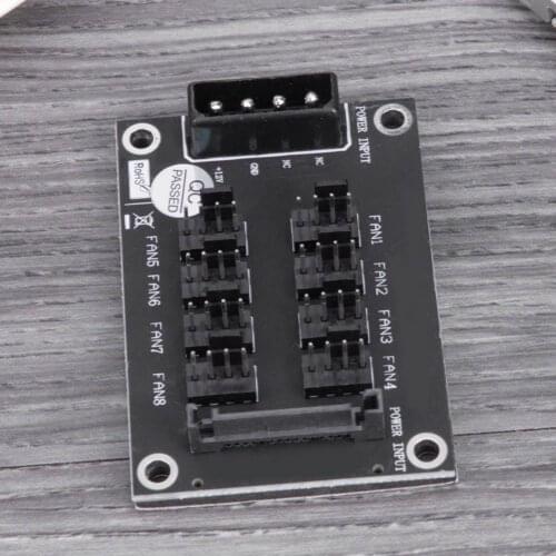 4-Pin or SATA 15-Pin to 8 Way 4-Pin PC Chassis Cooling Fan Splitter Hub