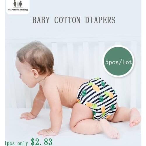 5Pcs Reusable Cloth Diapers Baby Cotton Training Pants Infants Panties Baby Nappies Waterproof Children Underwear Nappy Changing
