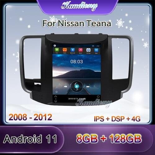 Kaudiony 10.4" Tesla Style Android 10.0 Car Radio For Nissan Teana Car DVD Multimedia Player Auto GPS Navigation 4G 2008 - 2012