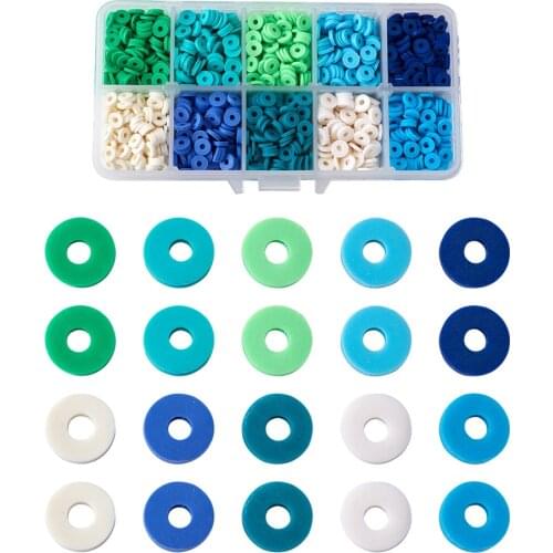 2200~2400pcs Polymer Clay Heishi Flat Round Beads Assorted 6x1mm Disc Loose Spacer Beads for Bracelet Earring Jewelry Making