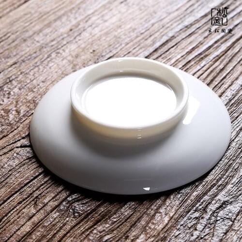 Kung Fu Tea Set Handmade Ceramic Whiteware Tea Making Device Gold Foil Coaster Pot Tray Tea Table Chinese Tea Table Tea Tray
