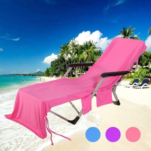 Microfiber Sunbath Lounger Chair Cover Beach Towel Quick Drying with Pockets for Holidays Sunbathing MC889