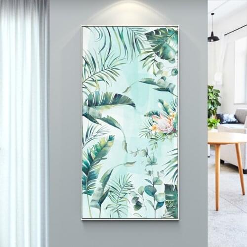 EECAMAIL Nordic Fresh And Simple Botanical Diamond Painting Vertical Elegant Living Room Porch Round Diamond Home Decor