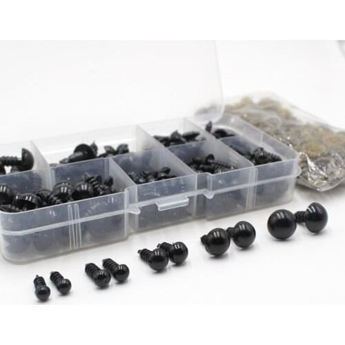 100pcs 5-12mm Black Plastic Craft Safety Eyes for Teddy Bear Soft Toy Animal Doll Handmade Dolls DIY Accessories