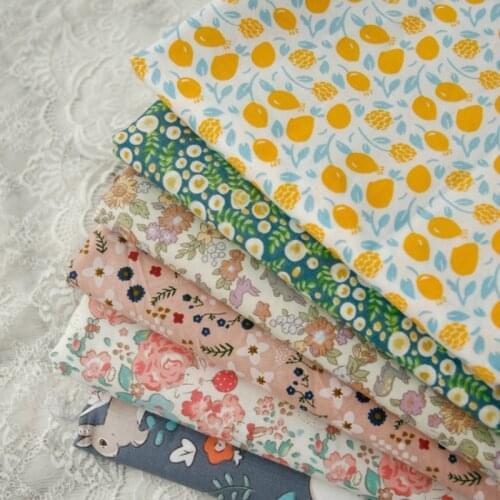 Flower Series Printed Cotton Twill Fabric Soft Body-Friendly Cotton Material for DIY Patchwork Handmade Baby Dress Shirt Cloth
