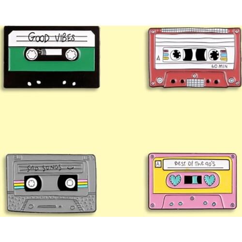 Classic Videotape pin Recording Memories Enamel Pins Vintage Cassette Tape Badge Brooch Clothes bag Jewelry Gift For Friends