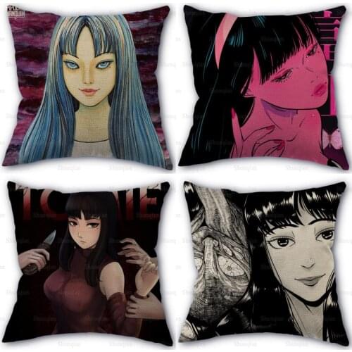 Nice Tomie Girl Pillowcase Cotton Linen Fabric Square Zipper Pillowcase New 45X45cm Wedding Decorative Pillow cover 0409