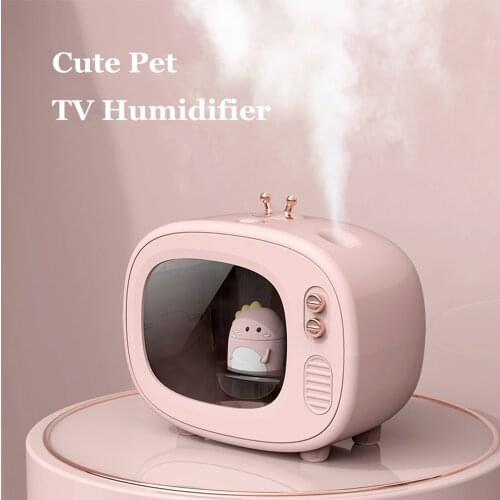 Creative TV Wireless Air Humidifier USB Rechargeable Ultrasonic Cool Mist Water Diffuser with LED Light Cute Pet Humidificador