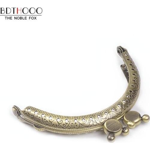 8.5cm Round Metal Purse Frame Handle for Clutch Bag Handbag Accessories Making Kiss Clasp Lock Antique Bronze Bags Hardware DIY