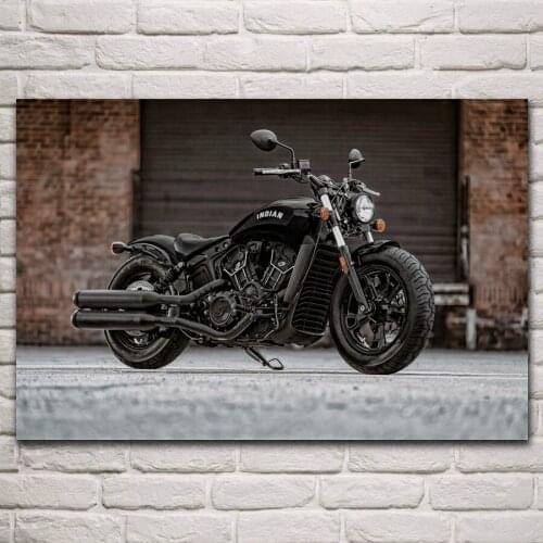 Cool Scout black bobber motorcycle bike fanart living room home wall art decor wood frame fabric poster KN736