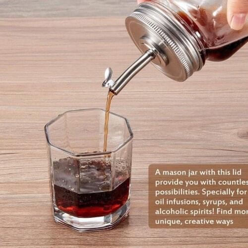 70/86MM Mason Jar Pour Spout Lid Mason Jar Oil Infusions Lids Regular Mouth Bottle Cap Jar Hole Lid Kitchen Tool Wholesale