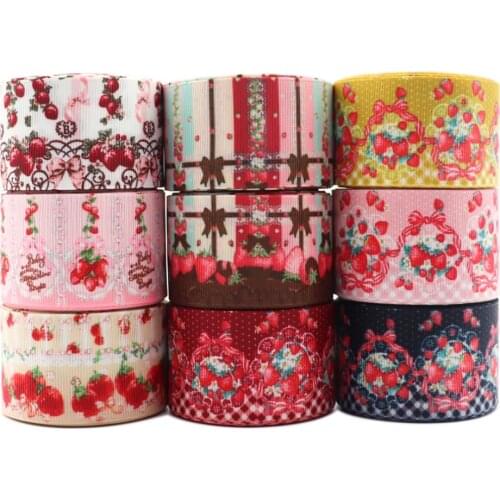 50 Yards 1.5'' 38MM Lolita Fruit Printed Ribbon For Hair Bows DIY Crafts Handmade Accessories Y2021031701