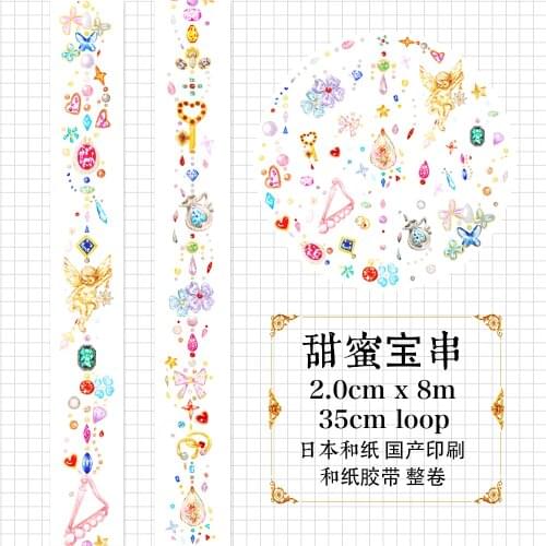Sweet Love Elements Jewelry String Washi Tape Love Chain Decorative Paper tape Diary Decorative Stickers Masking Tapes