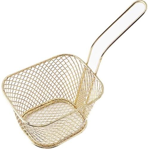 Mini Stainless Steel French Fries Net Fry Fryer Basket Small Square Shape French Fries Baskets Strainer Kitchen Cooking Tools
