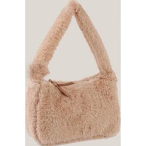 Fashion Solid Color Shoulder Underarm Bag Women Plush Soft Autumn Winter Fashion Fluffy Female Totes Handbag
