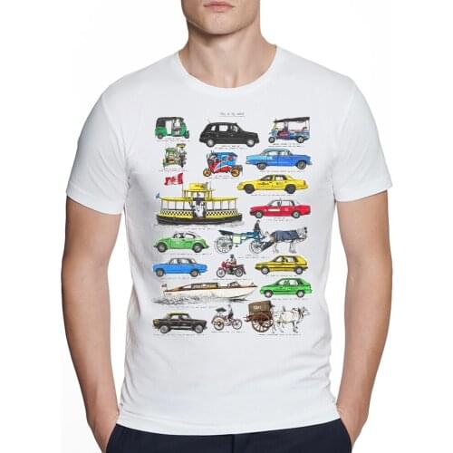 Fashion Vintage Collection Of car Short Sleeve TShirt Taxis Of The World Printed Top Tees Casual O Neck T-Shirt Unisex TShirt