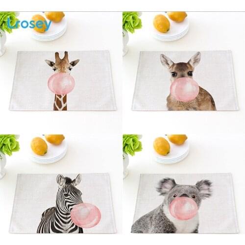 Cartoon placemats for Children cotton linen cute dining table mat insulation pad waterproof anti-hot plate pad coffee cup mat