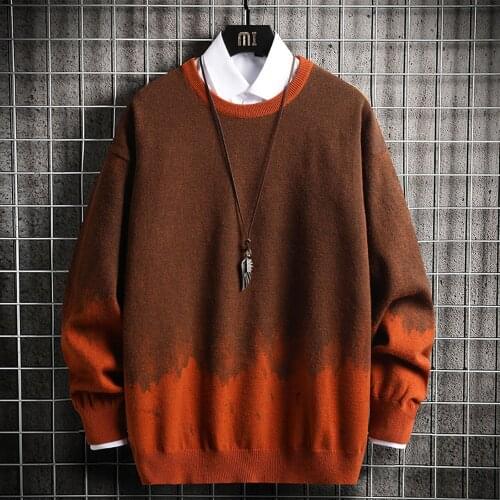 Mens Pullover Sweater Autumn Slim Sweaters Wool Knitted Sweater Casual Tops Wool Striped Knit Jumpers Men