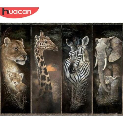 HUACAN Full Square/Round Drill 5d Diamond Painting Elephant Mosaic Leopard DIY Diamond Embroidery Animal Home Decor Craft Kit