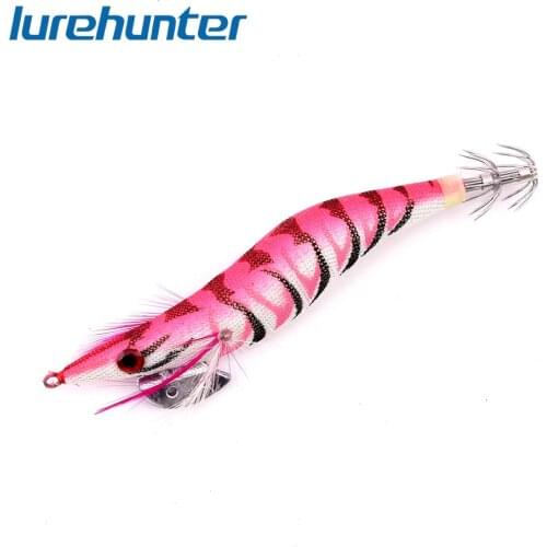 1PCS Luminous Squid Jig Fishing Wood Shrimp Lure Squid Cuttlefish Jigs Lures Spinnerbait Fishing Baits