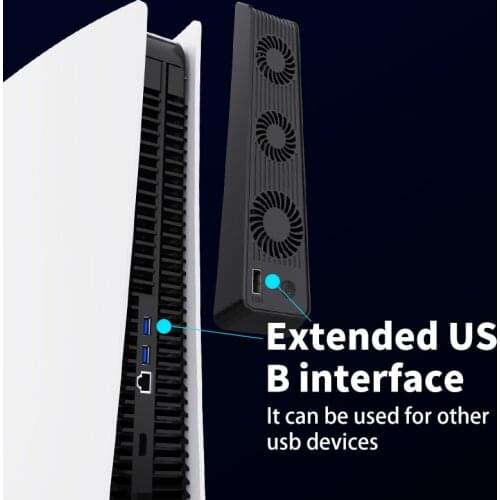 Cooling Fan with External USB Powered Triple High Speed Fan USB 3.0 Port for PS5 Console