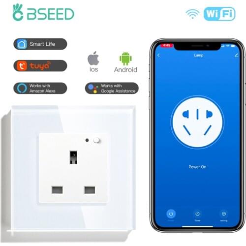 BSEED UK Wall Socket With Wifi Function Socket WIFI Socket White Black Golden Colors 86*86mm For Smart Home