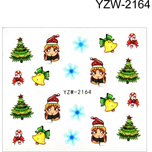 FWC Christmas Water Transfer Nail Art Stickers Decals Christmas Tree/Christmas Gift Design Nails Decorations DIY Manicure Tools