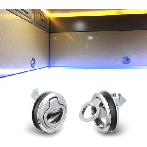 Silver Plastic Boat RV Deck Hatch 1/4' Door 2'' Flush Pull Slam Latch