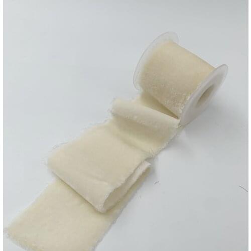 50mm Silk Velvet Ribbon With Frayed Edged Ribbon For Wedding Ribbon packaging ribbon 100% silk ribbon soft ribbon