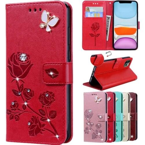 2020 Luxury Rhinstones Flip Leather Case for iPhone 11 Pro Max Xs Xr X 8 7 6 6s Plus 5 5s SE 2 12 Cards Cash Holder Phone Cover