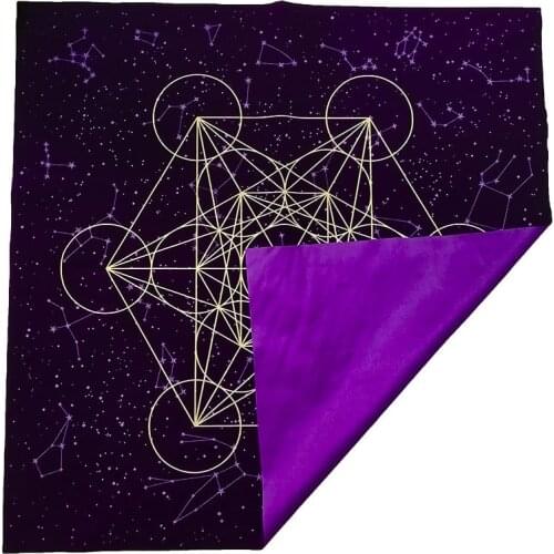 2021 New Tarot Card Tablecloth Metatrone Cub Crystal Grid Astrology Divination Altar Velvet Cloth Board Games Tarot Card Mat Pad