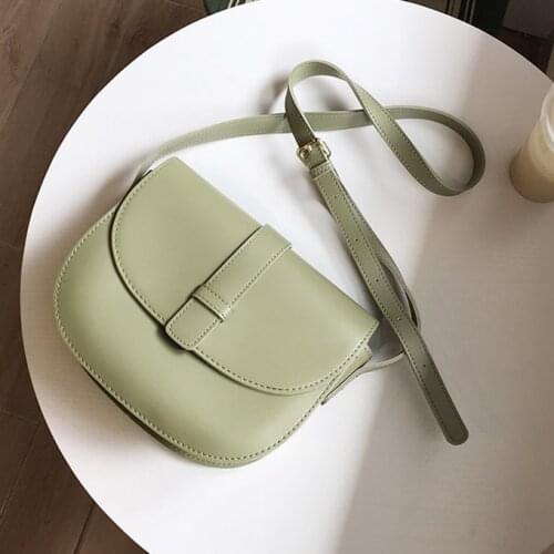 Korean Saddle Bag for women Shoulder Bag Simple PU Leather Crossbody messenger Bags For Female Handbags Small wallet green