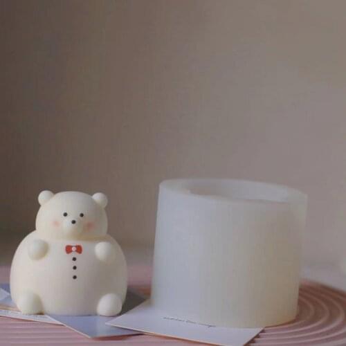 Bear Candle Silicone Mold Mini Cylindrical Candle Silicone Mold Aromatherapy Candle Making Handmade Soap Mold Home Decor