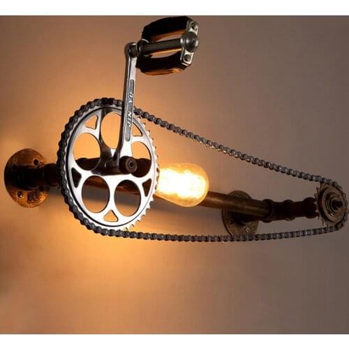 Loft vintage water pipe wall lamp,restaurant bar cafe pub bedroom room stair villa E27 Edison gear chain wall sconce lw58406py