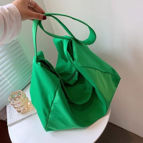 Large Capacity Nylon Big Shoulder Bag for Women 2021 Fashion Summer Travel Trends Handbags Green Good Quality