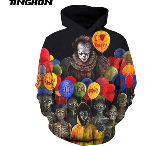 XS-7XL Horror Comics Hoodies Evil Clowns 3d Funny Sweatshirt Manga Tops Punk Holiday Top Women/mens Classic Street Fashion 05