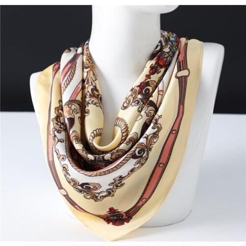 Female Silk Square Scarf Fashion Floral Print Neck Scarves Foulard Women Head Kerchief Bandana Shawls Wraps 2020 Fashion FJ251