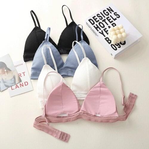 Women Sexy Bras Seamless Underwear Ultrathin Wirefree Bralette Sling Lingerie Plaid Brassiere with Thin Straps Female Tops #F