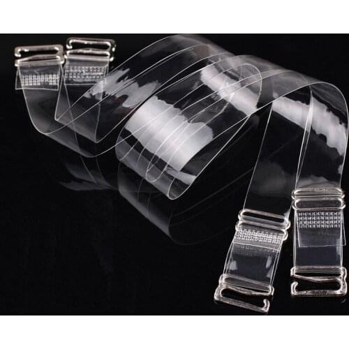 1Pair Metal Buckle Bra Straps Belt Womens Elastic Transparent Silicone Bra Straps Adjustable Baldric Accessories 2019