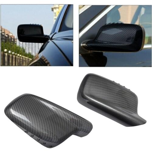 1Pair Carbon Fiber Style Door Wing Side Mirror Cover Cap Fit for BMW 3 Series E46 7 Series E65 E66 E67 2001-2005 2006 2007 2008