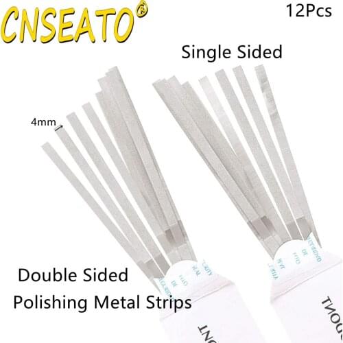 12Pcs Dental Metal Polishing Stick Strip Alumina Plated Sanding Surface Teeth Grinding Clean Tools Single Double Side Dentistry
