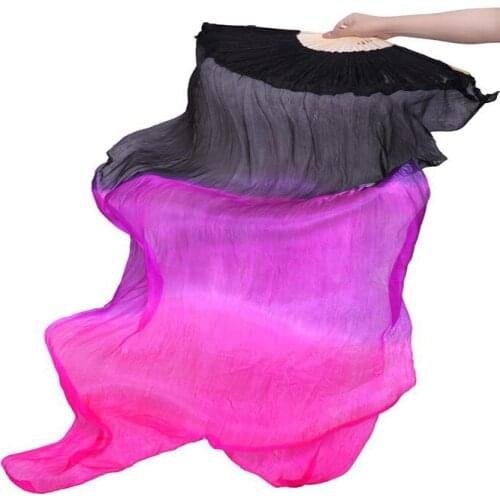 2016 Top grade women belly dance fan silk veils of belly dance fans on sale Black+purple+rose 180*90 cm
