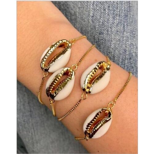 2018 European and American fashion new personality gold-plated shell bracelet jewelry