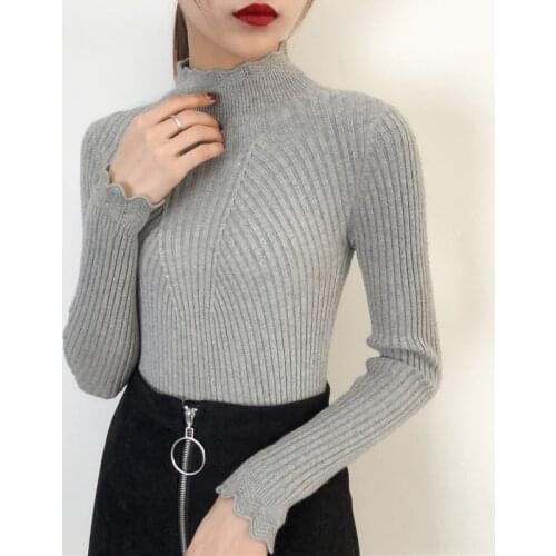 2019 Autumn Winter Turtleneck Women Sweater elastic Solid Casual Warm sweater Women Slim Sexy tight Bottoming Knitted Pullovers