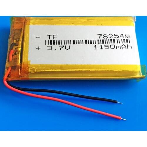 3.7V 1150mAh lipo polymer lithium Rechargeable battery 782548 for GPS navigator speaker DVD Recorder headset e-book camera
