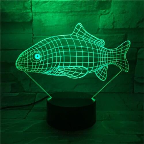 3D Carp Shape Animal 7 Color Changing Night Light Bedroom Bedside Christmas Lamp Light Novelty Fish Lighting 463
