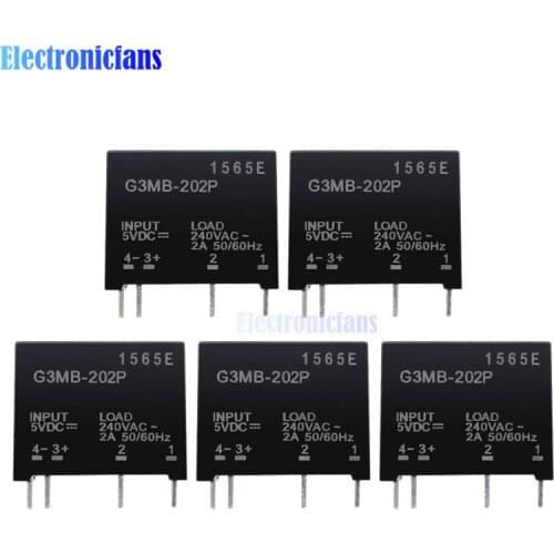5PCS G3MB-202P G3MB 202P Relay Module DC-AC PCB SSR In 5V DC Out 240V AC 2A Solid State Relay Module For Arduino